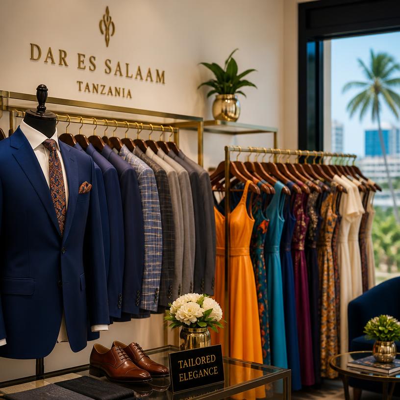 Men's suits and ladies dresses in the KJB fashion boutique